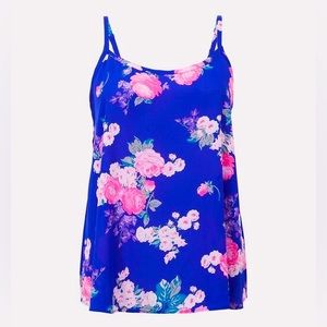 Torrid Blue & Neon Pink Floral Swing Cami - Size 2 18/20 - Sophie Cami